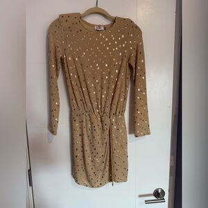 Fun Gold Long Sleeve Sequin Dress